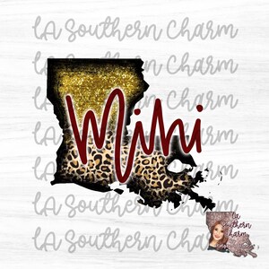 Louisiana Glitter Leopard Mama Mini Digital DOWNLOAD. PNG Sublimation File