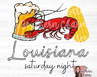 Louisiana Nacht Flusskrebs PNG Digital Download. JPEG Sublimationssiebdruck Digitale druckbare Kunstdatei. Flusskrebs. Louisiana. Mais. Bier.