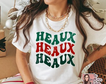 Heaux Heaux Heaux Ho Ho Ho Louisiana Christmas Festive Unisex Bella Canvas Shirt. 25 days of Christmas Tee. Cajun Southern Xmas Tee.
