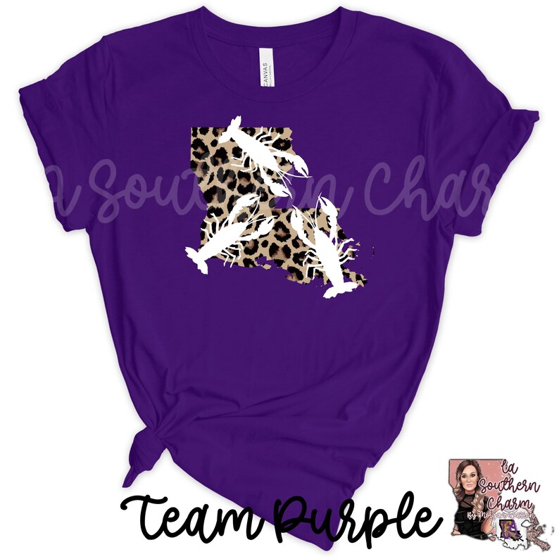 Louisiana Bella Canvas Leopard Cheetah Crawfish Tee|Bella Canvas LA Shirt|Crawfish TShirt|Unisex Soft Tee image 4