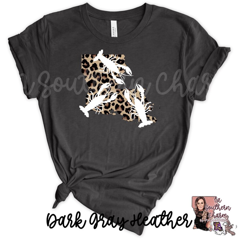 Louisiana Bella Canvas Leopard Cheetah Crawfish Tee|Bella Canvas LA Shirt|Crawfish TShirt|Unisex Soft Tee image 8