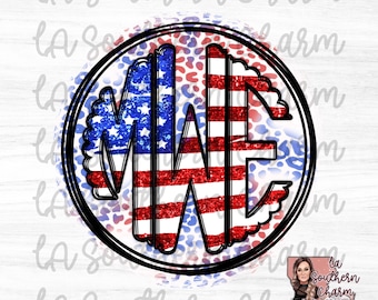 Glitzer Glitter Leopard Initial Monogramm der amerikanischen Flagge Digitaler DOWNLOAD. PNG Sublimationsdatei Gepard 4. Juli Design.
