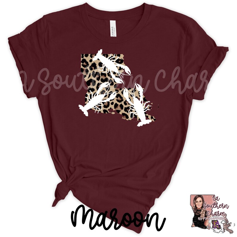 Louisiana Bella Canvas Leopard Cheetah Crawfish Tee|Bella Canvas LA Shirt|Crawfish TShirt|Unisex Soft Tee image 5