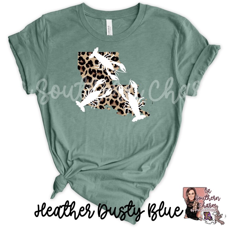Louisiana Bella Canvas Leopard Cheetah Crawfish Tee|Bella Canvas LA Shirt|Crawfish TShirt|Unisex Soft Tee image 3