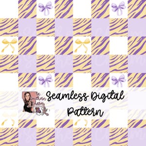 Imagen de diseño digital sin costuras con patrón de rayas de tigre morado y dorado, descarga PNG para sublimación de tela