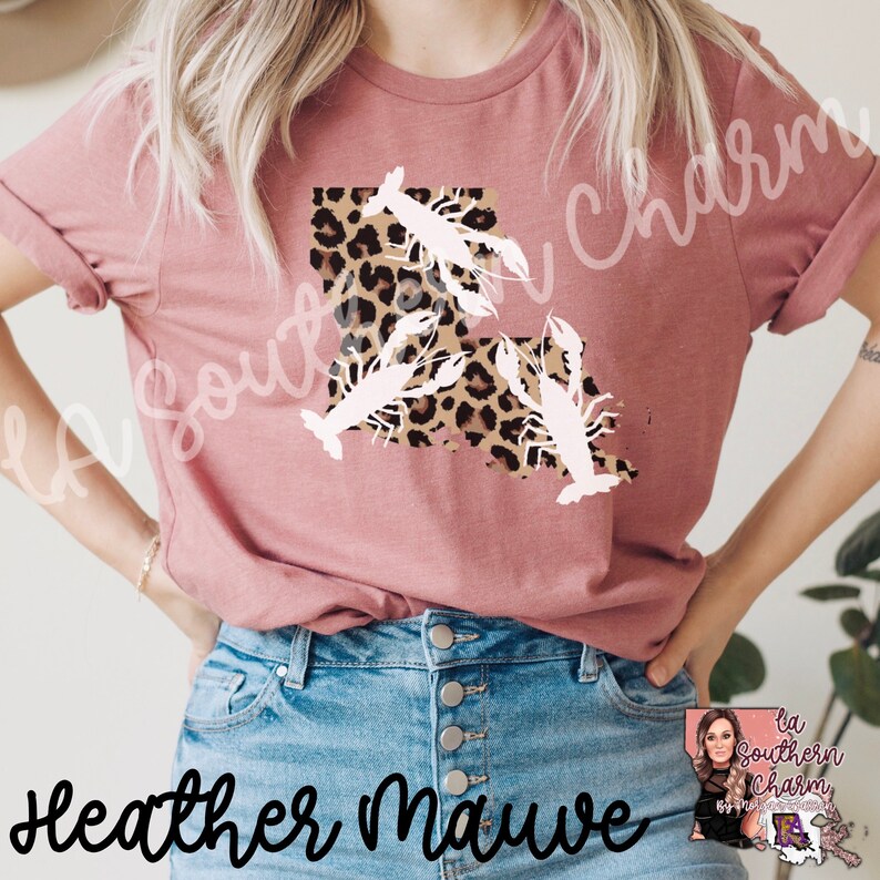 Louisiana Bella Canvas Leopard Cheetah Crawfish Tee|Bella Canvas LA Shirt|Crawfish TShirt|Unisex Soft Tee image 1
