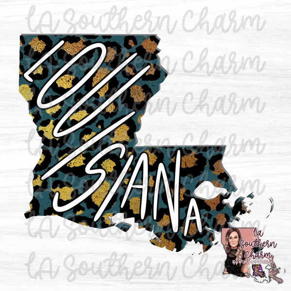 Louisiana Western Sublimation PNG JPEG File. Leopard Cheetah Print digital download La image. Screen print printable art.