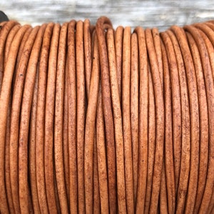 2mm Natural Light Brown Round Leather Cord, Premium Quality European Leather Cord By The Yard LCR2 - Natural Light Brown #57PP