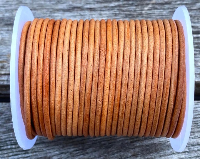 2mm Round Leather Cord - Natural Tan - LCR2 2mm Natural Tan #25