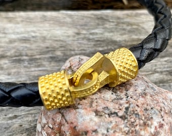 6mm Leather Cord Caps,  Raw Brass Leather Cord Ends, Hook Ends for 6mm Leather Cord (16x14x10mm)   CS-68
