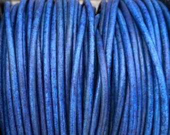 1.5mm Cobalt Blue Round Leather Cord, Premium European Leather Cord - LCR1.5 - Cobalt Blue #98P