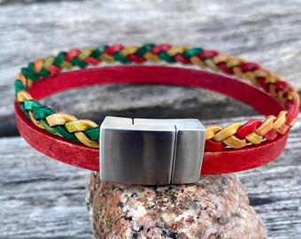 Double Strand Leather Bracelet, 2 Strands of 5mm Leather with Stainless Steel  Clasp, Mens Bracelet, Gifts under 20 CS-23