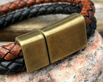Antique Brass Clasp For Leather Cord 12mm x 5mm Hole Size Leather Cord  Clasp MC-43