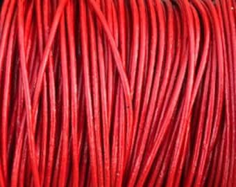 1mm Leather Cord - Red - Premium European Leather Cord - LCR1 -200 #3 Red