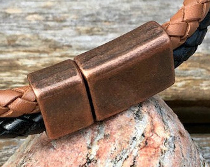 Antique Copper Magnetic Clasp For Leather Cord 12mm x 5mm Hole Size Leather Cord Magnetic Clasp MC-42