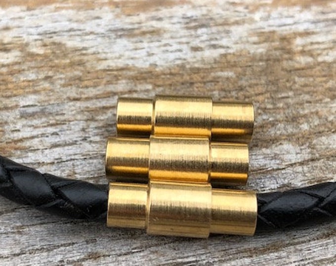 Raw Brass Magnetic Clasp For Leather Cord 3.8mm Hole Size Round Leather Magnetic Clasp MC-28