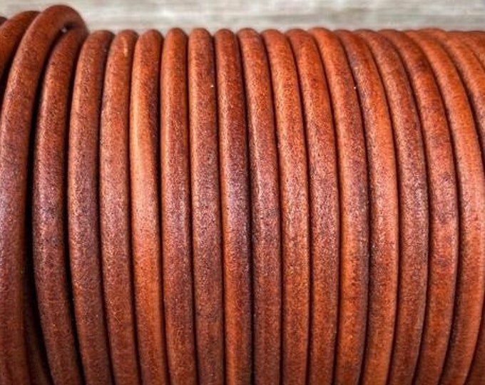 4mm Light Brown Round Leather Cord Premium Quality 4mm Round Leather Cord  LCR4 - Light Brown #26