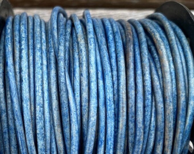 Natural Blue #4 5mm Natural Blue Round Leather Cord Premium Quality 5mm Round Leather Cord LCR5