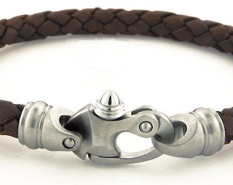 Mariners Clasp, 316 Brushed Stainless Steel Snap Shackle 6.5MM Clasp, 37MMx10MM 316 Stainless Steel End Caps & Lobster Claw MC-46