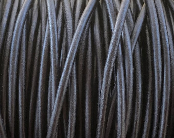 4mm Natural Black Round Leather Cord Premium Quality 4mm Round Leather Cord  LCR4 - Black Natural #22