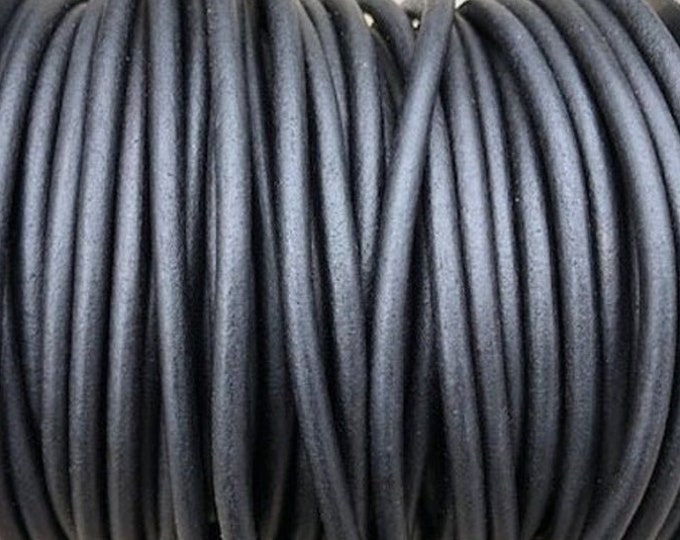 6mm Natural Black Round Leather Cord Premium Quality 6mm Round Leather Cord  LCR6 - Natural Black