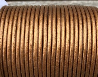 1.5mm Round Leather Cord, Premium Bronze Metallic, By The Yard Genuine Indian Leather  - LCR1.5 - Bronze Metallic #2