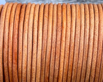 1.5mm Round Leather Cord - Natural Tan - LCR2 1.5mm Natural Tan #25