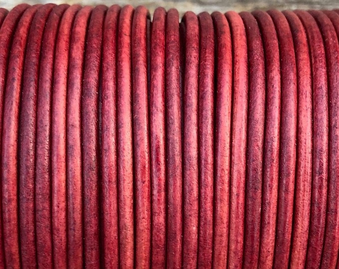 3mm Round Leather Cord - Sedona Red - Premium Indian Leather Cord - By The Yard - LCR3 - Sedona Red #10