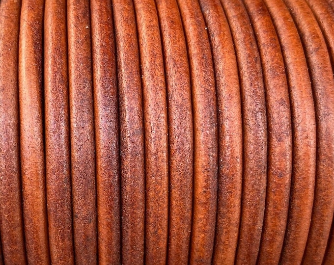 1mm 1.5mm 2mm Antique Red Leather Round Cord Distressed Red Finish