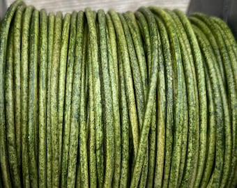 1.5mm Natural Green Round Leather Cord Choose 1 yard to 25 Yards Premium European Leather LCR1.5 - Natural Green #53P