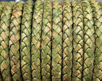 6mm Distressed Camo  Bolo Braided 6mm Leather Cord By the Yard / Round Leather Cord / Genuine Leather /  LCBR6 - Distressed Camo #14