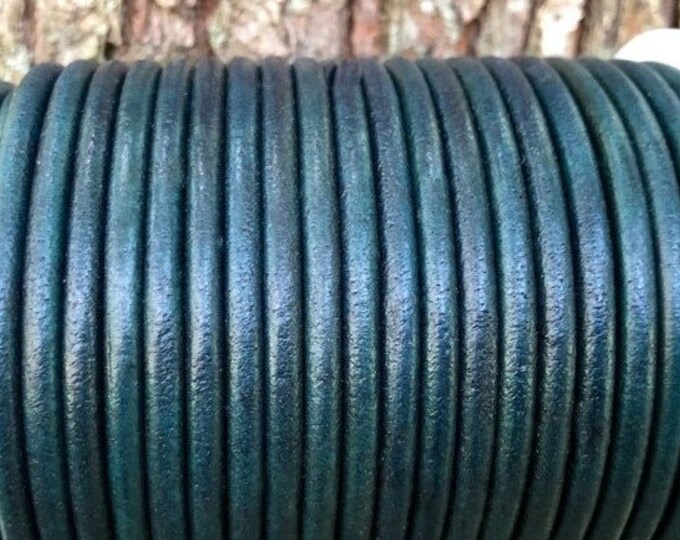 Natural Blue #4 5mm Natural Blue Round Leather Cord Premium Quality 5mm Round Leather Cord LCR5