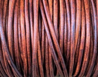 Premium European 1mm distressed brown round leather cord jewelry making leather string 1.0mm lacing 91