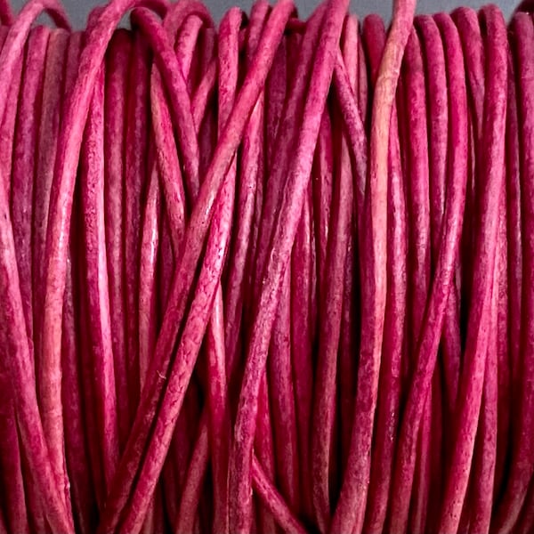 1mm Leather Cord - Pink Fuchsia - Premium European Leather Cord - LCR1 -200 Pink Fuchsia #36