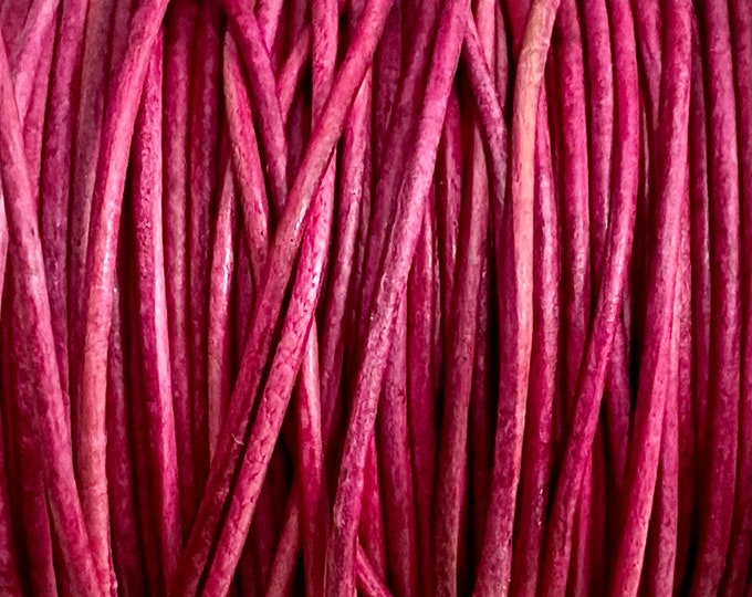1mm Leather Cord - Pink Fuchsia - Premium European Leather Cord - LCR1 -200 Pink Fuchsia #36