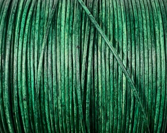 1mm Leather Cord - Natural Green - Premium European Leather Cord - LCR1 -200 Natural Green #6