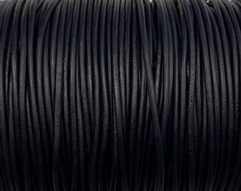 1mm Leather Cord - Natural Black- Premium Leather Cord - LCR1 -200  #7 Natural Black