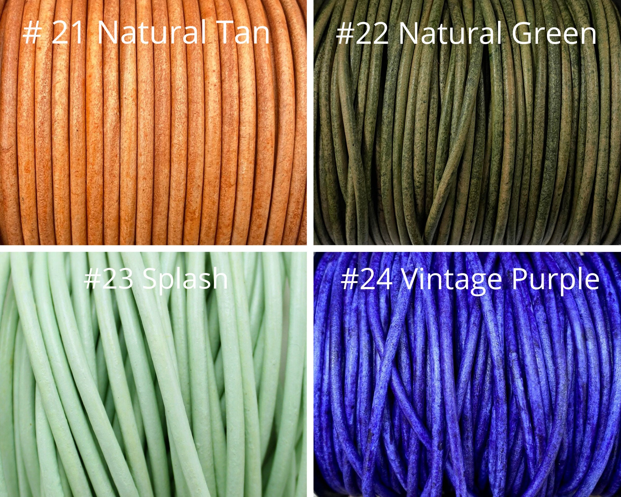 3mm leather cord / round leather/ 36 colors/ leather by the yard
