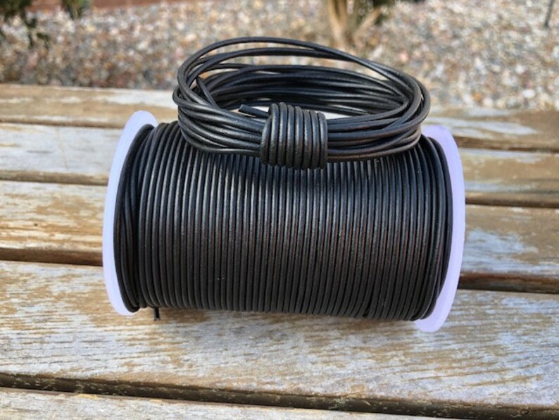 2mm Natural Matt Black Leather Cord Leather Cord Rope Etsy