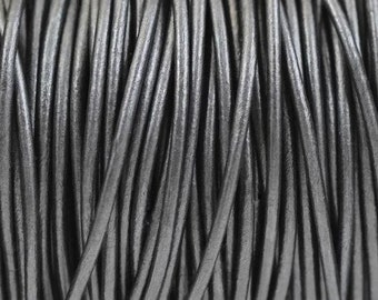 3mm Metallic Gunmetal Round Leather Cord Premium European Soft Leather LCR3 - Metallic Gunmetal #3