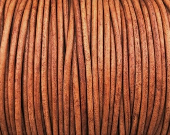 1mm Round Leather Cord - Natural Light Brown - Premium European Leather Cord - LCR1 - 200 #2 Natural Light Brown