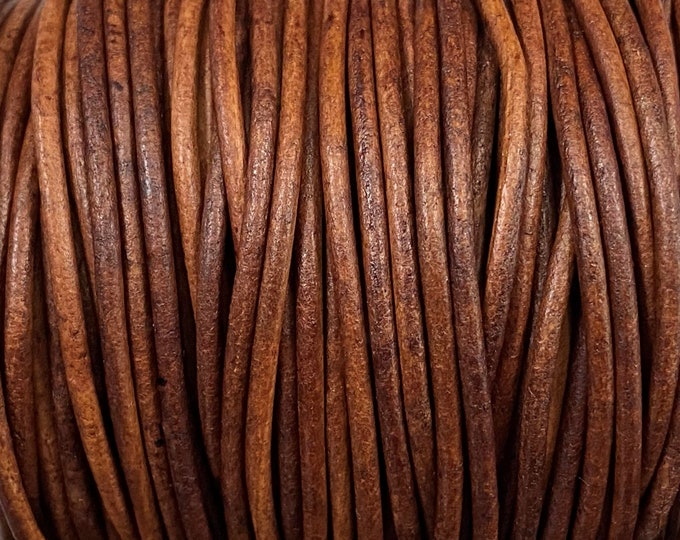 1.5mm Round Leather Cord, American Walnut, 1.5mm Walnut Round Leather Cord, Leather - LCR1.5 - American Walnut #30
