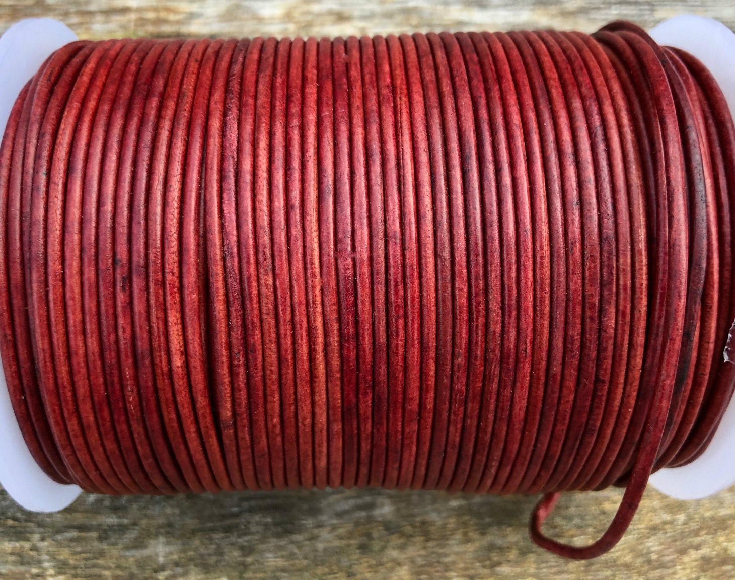 2mm Round Leather Cord - Distressed Sedona Red - 2mm Premium Round
