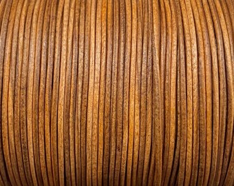 1mm Leather Cord - Distressed Light Brown - Premium European Leather Cord - LCR1 -200 Distressed Light Brown #32