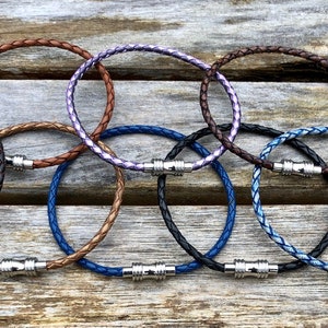 Leather Bracelet With Stainless Steel Clasp In 9 Colors, Gifts under 20,  CS-50