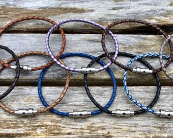 Leather Bracelet With Stainless Steel Clasp In 9 Colors, Gifts under 20,  CS-50