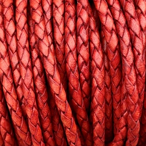 3mm Braided Leather Red Bolo Braided Leather Cord By The Yard LCBR 3 Red 16 immagine 2