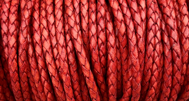 3mm Braided Leather Red Bolo Braided Leather Cord By The Yard LCBR 3 Red 16 image 1