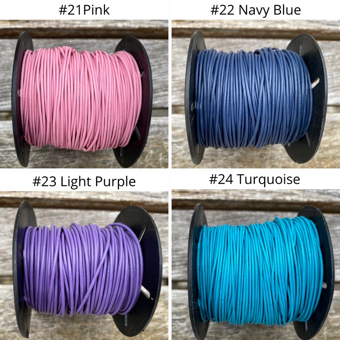 1mm Round Leather Cord - 28 Colors - Premium European 1mm Leather Cord