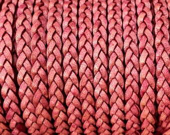 5mm Flat Braided Leather Cord By The Yard, Pink Fuchsia 5mm Braceletstreetusa Pink Fuchsia #8